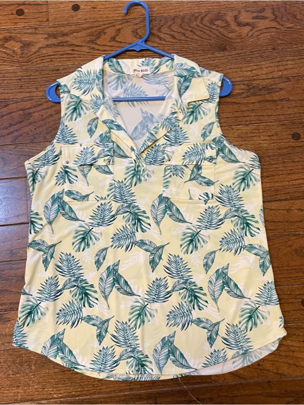 Sleeveless Tropical Leaf Print Golf Top - Yellow & Green